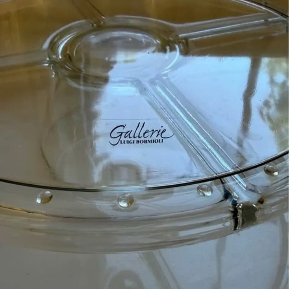 Vintage Luigi Bormioli Gallerie 4 in 1 Glass Cake Stand Lid Chip Dip tray bowl